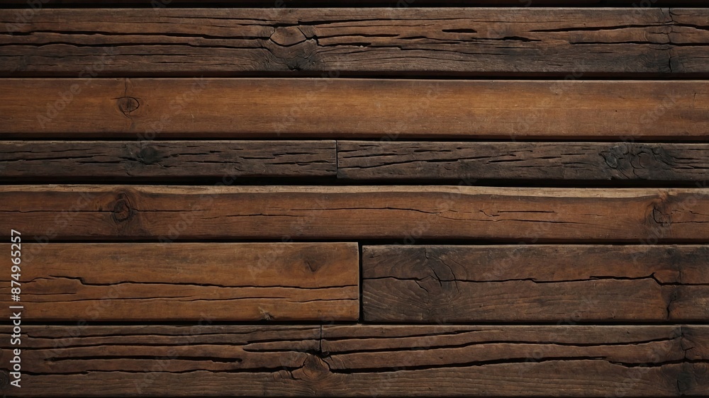 Fototapeta premium Close Up of a Wooden Wall Made of Planks.