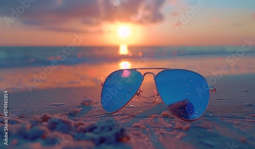 Wallpaper Mural Sunglasses on the Beach at Sunset Torontodigital.ca