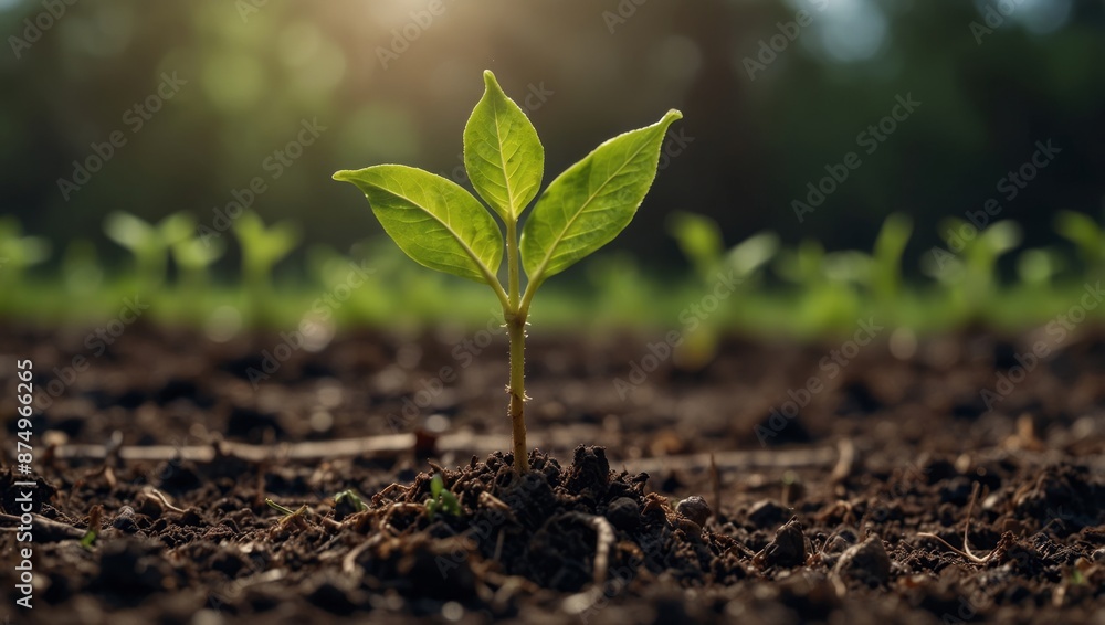 Growing New Life - A sapling sprouts from the ground. Growing New Life - A sapling sprouts from the ground.