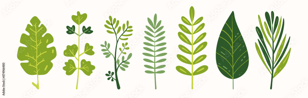 Tree collection hand drawn flat design element. botanical set of bare trees and ones with leaves and lush limited pastel color Tree collection hand drawn flat design element. botanical set of bare trees and ones with leaves and lush limited pastel color