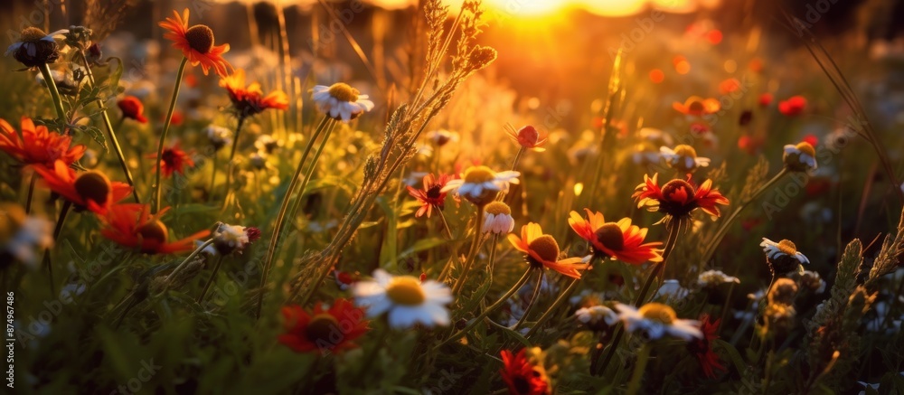Sunset Over a Field of Wildflowers Sunset Over a Field of Wildflowers