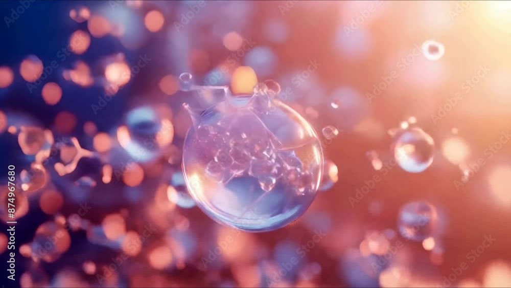 Molecule inside Liquid Bubble, 3d illustration Molecule inside Liquid Bubble, 3d illustration