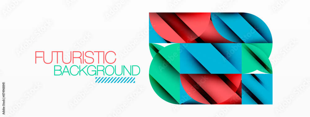 Circle, square and flower petal geometric background. Round shapes composition for wallpaper, banner, background or landing Circle, square and flower petal geometric background. Round shapes composition for wallpaper, banner, background or landing