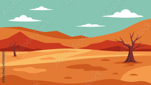 Dryness landscape vector illustration. Concept of global warming and climate change