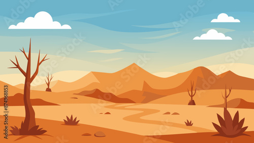 Dryness landscape vector illustration. Concept of global warming and climate change