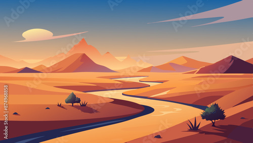 Dryness landscape vector illustration. Concept of global warming and climate change