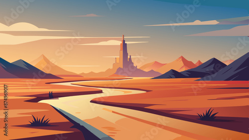 Dryness landscape vector illustration. Concept of global warming and climate change