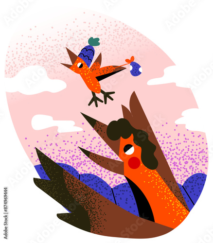 Bird sends the chick on a journey