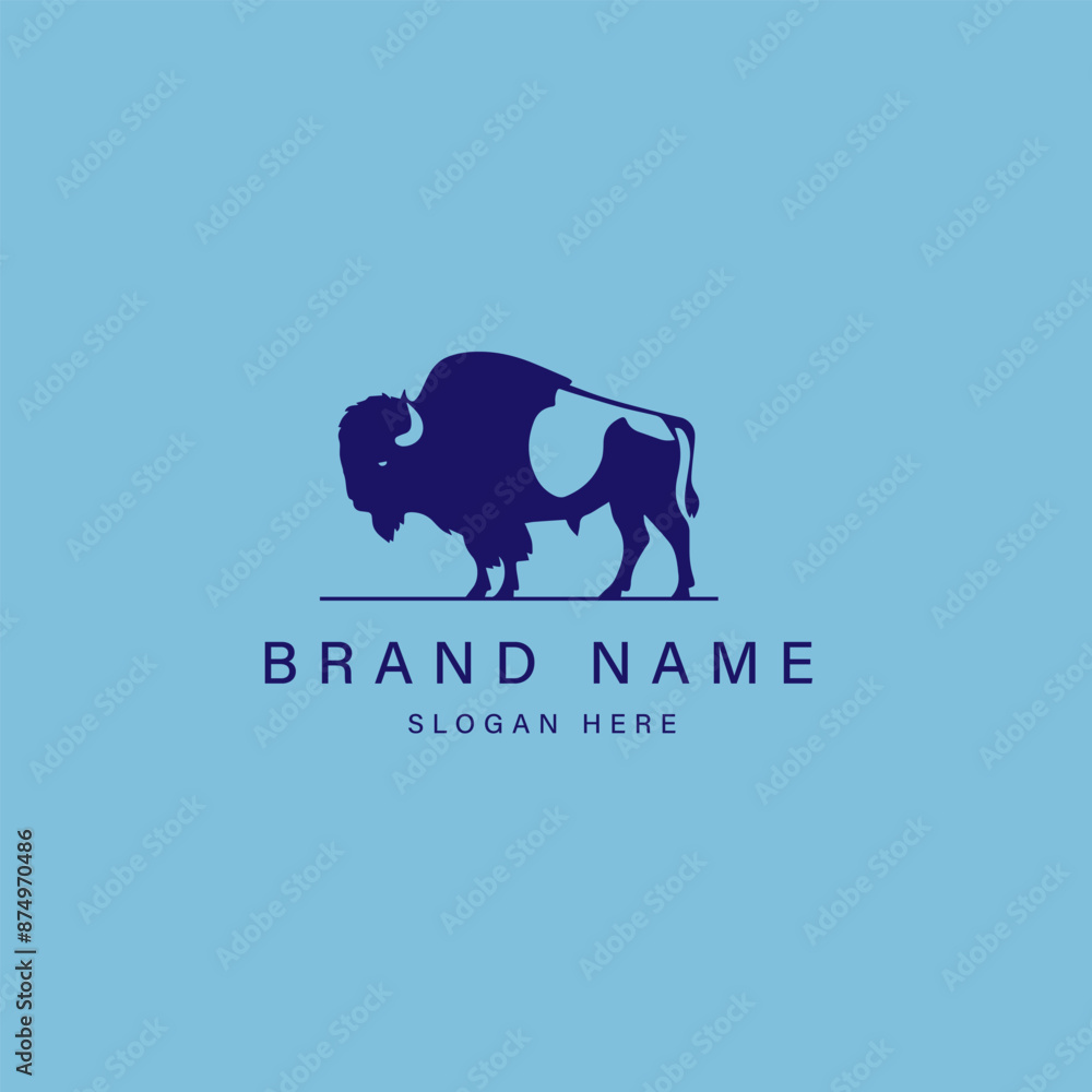 Obraz premium bison logo design vector icon illustration with simple gradients - vector