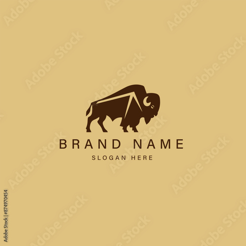 bison logo design vector icon illustration with simple gradients - vector
