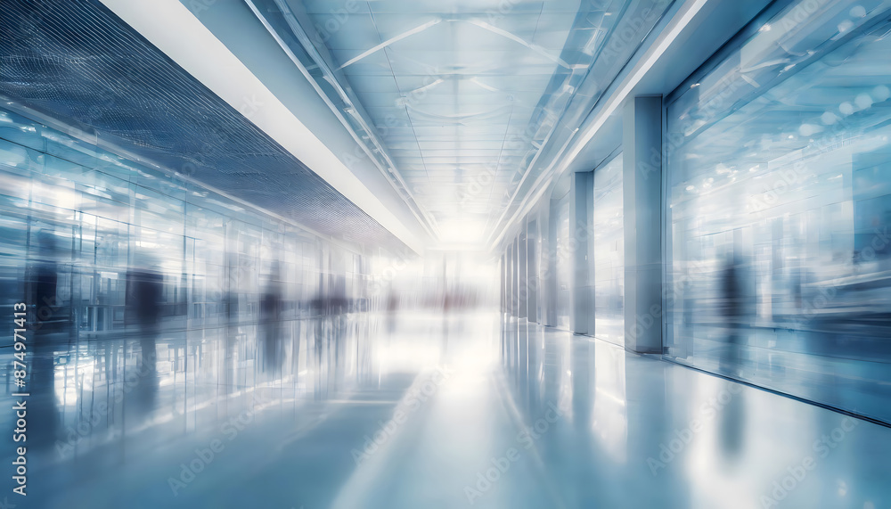 Abstract blurred office hall background. Generative AI. Abstract blurred office hall background. Generative AI.