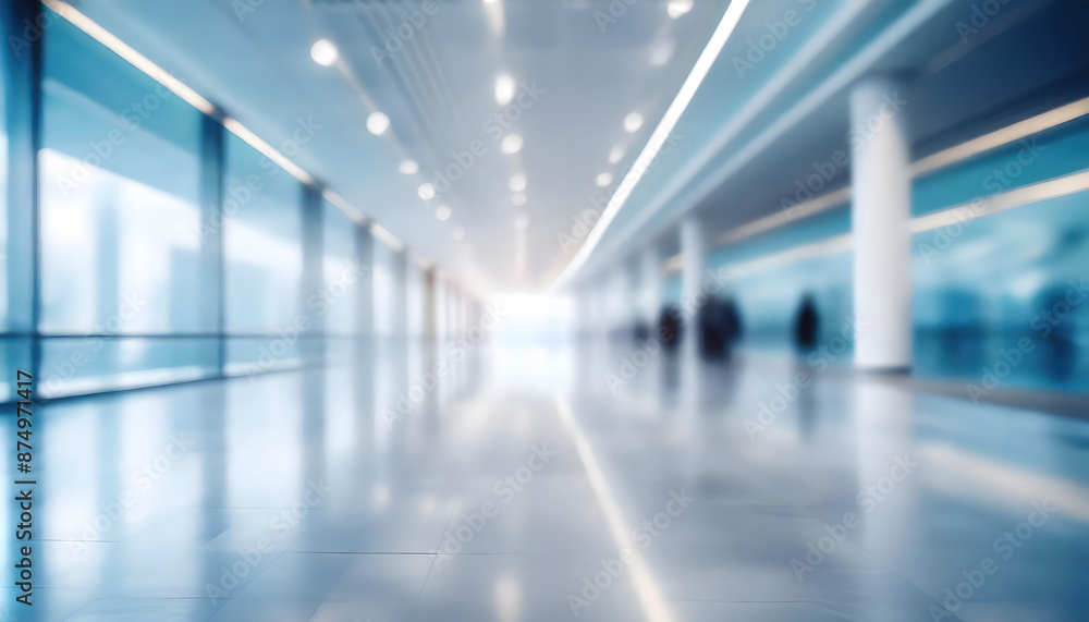 Abstract blurred office hall background. Generative AI. Abstract blurred office hall background. Generative AI.