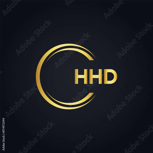 HHD logo. H H D design. White HHD letter. HHD, H H D letter logo design. H H D letter logo design in GOLD, GOLDEN LOGO, THREE, style. letter logo set in one artboard. H H D letter logo vector design. photo