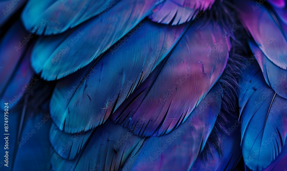 Obraz premium vibrant blue and purple feathers, Generative AI