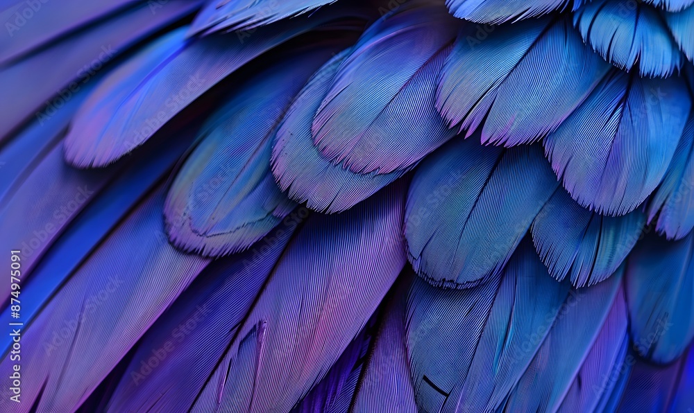 Fototapeta premium vibrant blue and purple feathers, Generative AI