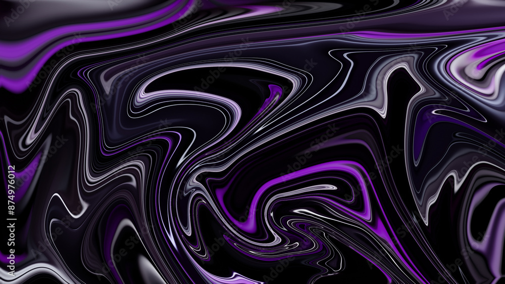 Obraz premium 4K Abstract Incredible Inkscape Alcohol Ink Effect: Elegant Abstract Pattern Background in Midnight Blue and Posh Royal Purple.