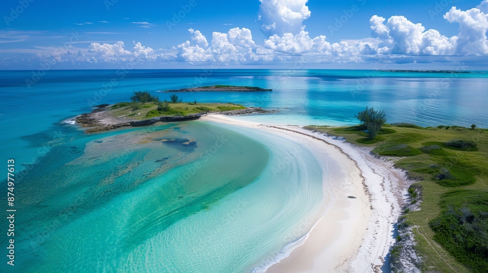 Obraz premium Discover Rose Island's stunning beauty from above! Its white-sand shores and crystal-clear waters will leave you enchanted.