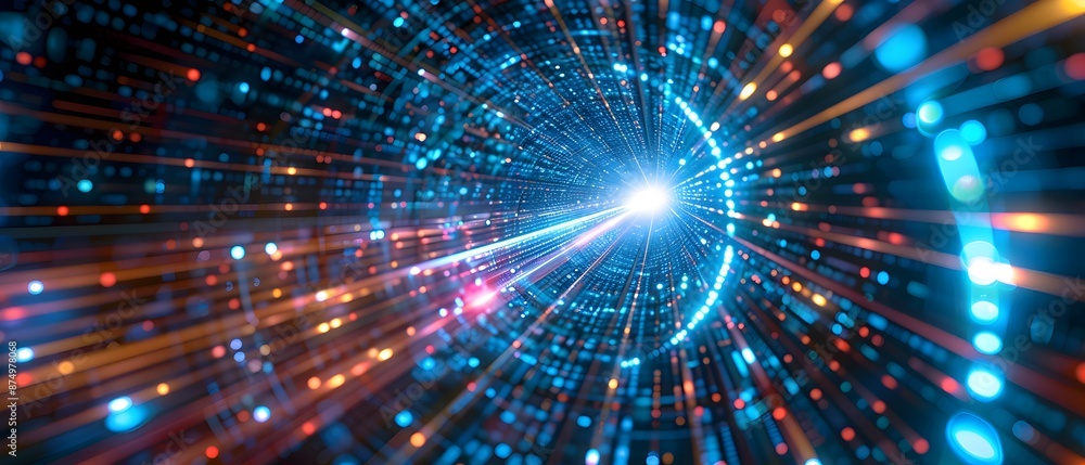 Abstract technology background of high speed global data transfer, ultra fast broadband and connection, digital cyber tech motion
