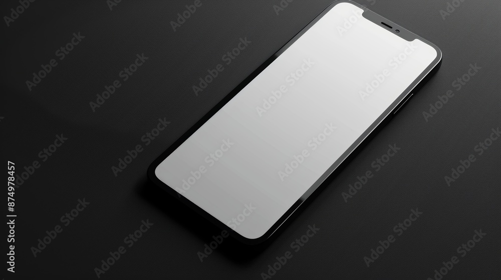Mobile phone with a blank display lying on a clean white surface Mobile phone with a blank display lying on a clean white surface