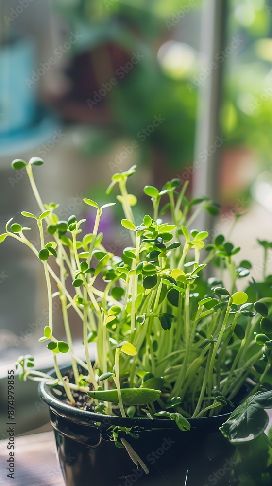Mung bean sprouts are growing at home, Organic plant for Asian food cooking Mung bean sprouts are growing at home, Organic plant for Asian food cooking