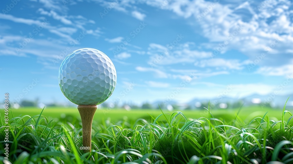 Golf ball on tee, ready for the next shot