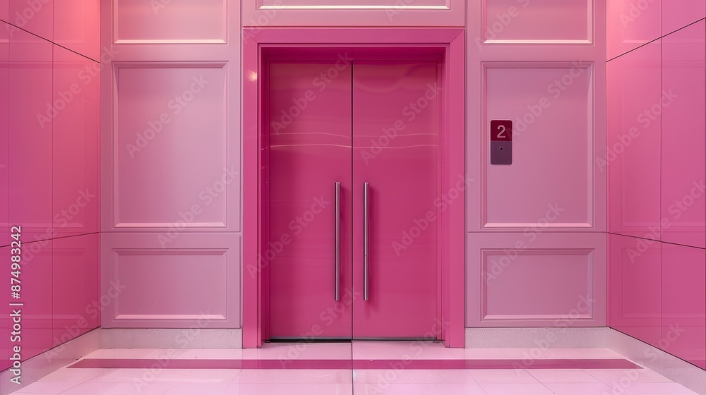 Modern Pink Elevator doors of office or hotel hallway, Lobby interior, apartment,corridor in house with lift,elegant lift for passenger or cargo elevators,copy space. Modern Pink Elevator doors of office or hotel hallway, Lobby interior, apartment,corridor in house with lift,elegant lift for passenger or cargo elevators,copy space.
