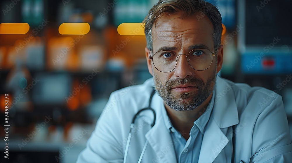 Full shot of a doctor conducting a check-up in a clinic room, white lab coat, patient seated on an examination table, bright lighting, medical equipment around, professional and attentive demeanor, Full shot of a doctor conducting a check-up in a clinic room, white lab coat, patient seated on an examination table, bright lighting, medical equipment around, professional and attentive demeanor,