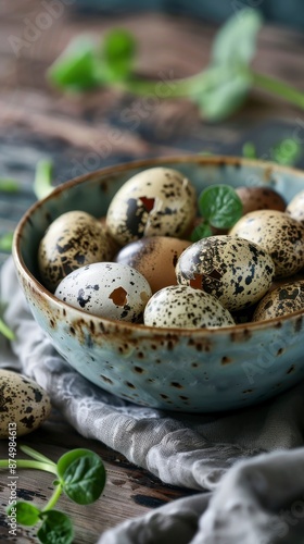 Quail eggs in a bowl