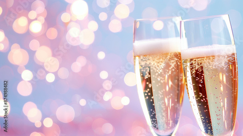 Elegant Party with Toasting Champagne Flutes. Celebrate with Sparkling Wine and Joyful Moments