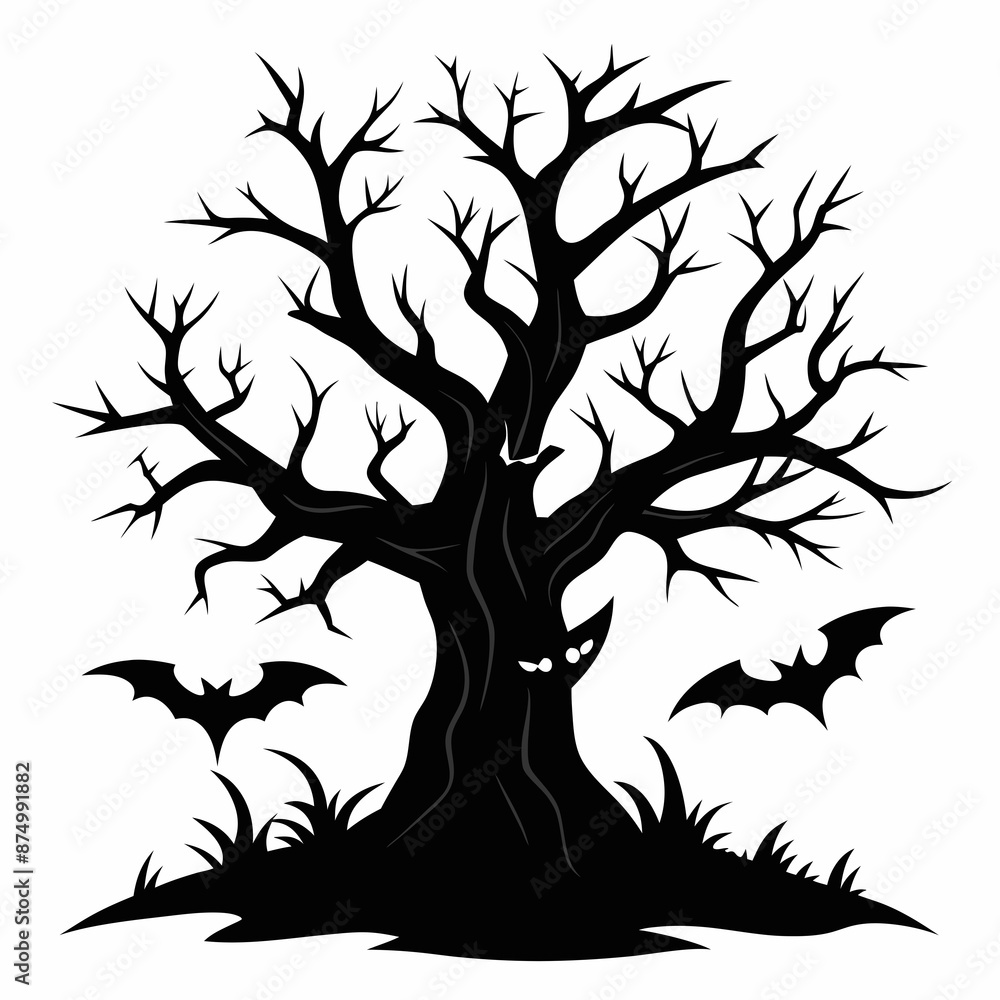 Obraz premium gothic tree for halloween black vector silhouette