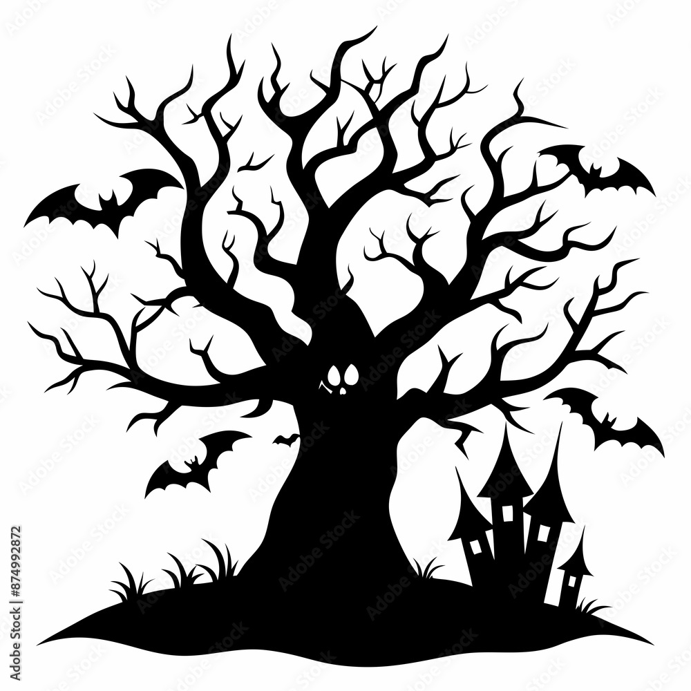 gothic tree for halloween black vector silhouette gothic tree for halloween black vector silhouette