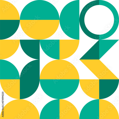 Geometric abstract seamless pattern with simple elements of geometry. Bauhaus constructive style tiles.