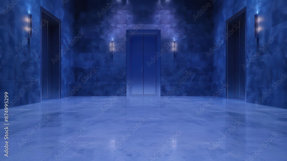 Elite An elite club entrance with exclusive signage, deep blue background Elite An elite club entrance with exclusive signage, deep blue background