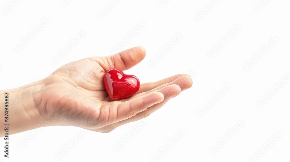 Generosity A hand giving a heart symbol, bright white background Generosity A hand giving a heart symbol, bright white background
