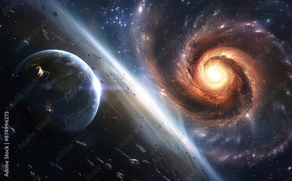 Obraz premium Cosmic Dance: A Galaxy's Embrace