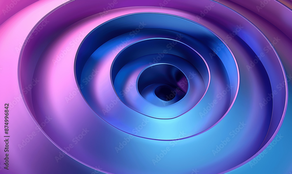 Simple 2D Blue and Purple Spiral with Gradient Background High Resolution Close Up Macro Lens