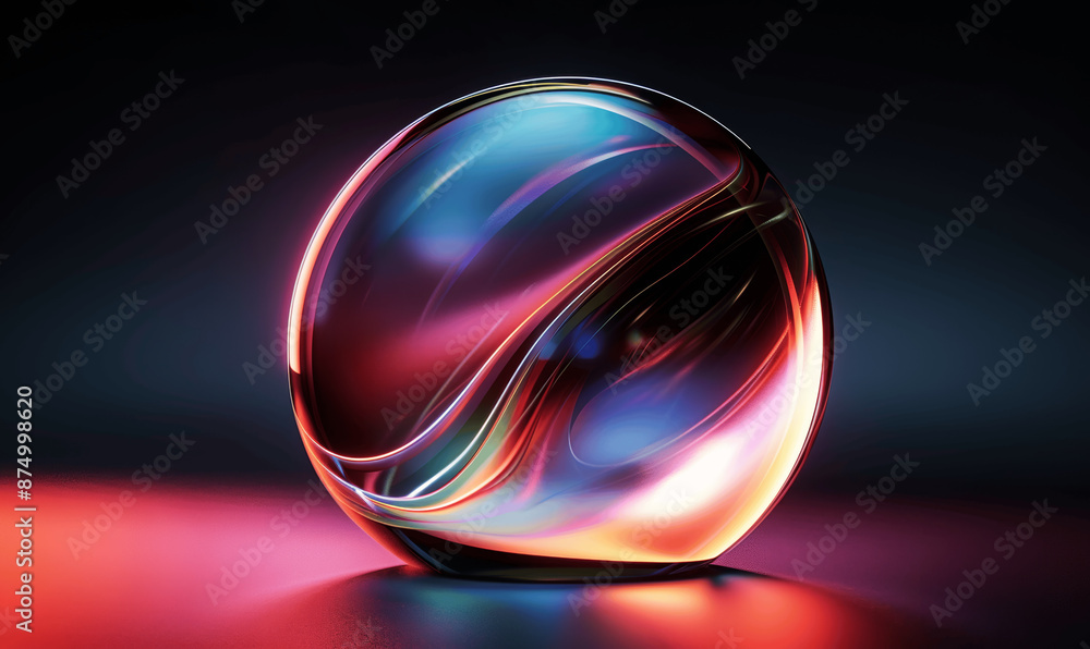Colorful Gradient Abstract Background with Glass Sphere and Light Reflection Colorful Gradient Abstract Background with Glass Sphere and Light Reflection