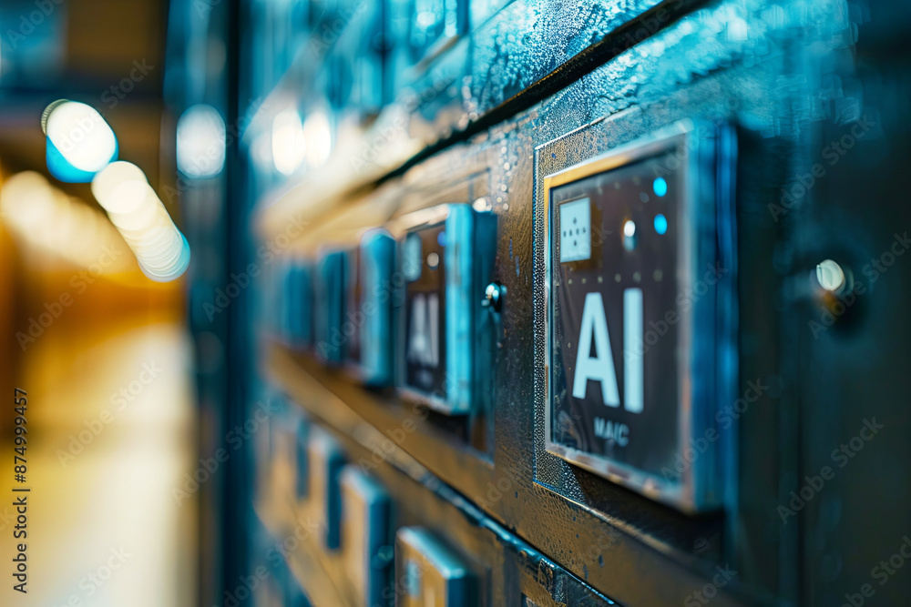 A safety deposit box labeled AI signifies data collection and security ...