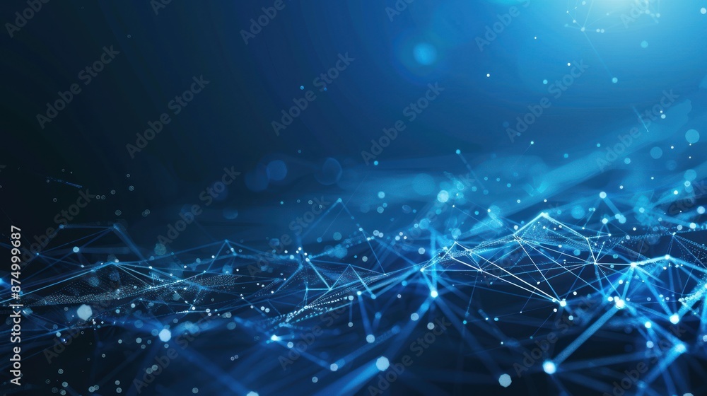 Abstract Blue Network with Glowing Points Abstract Blue Network with Glowing Points