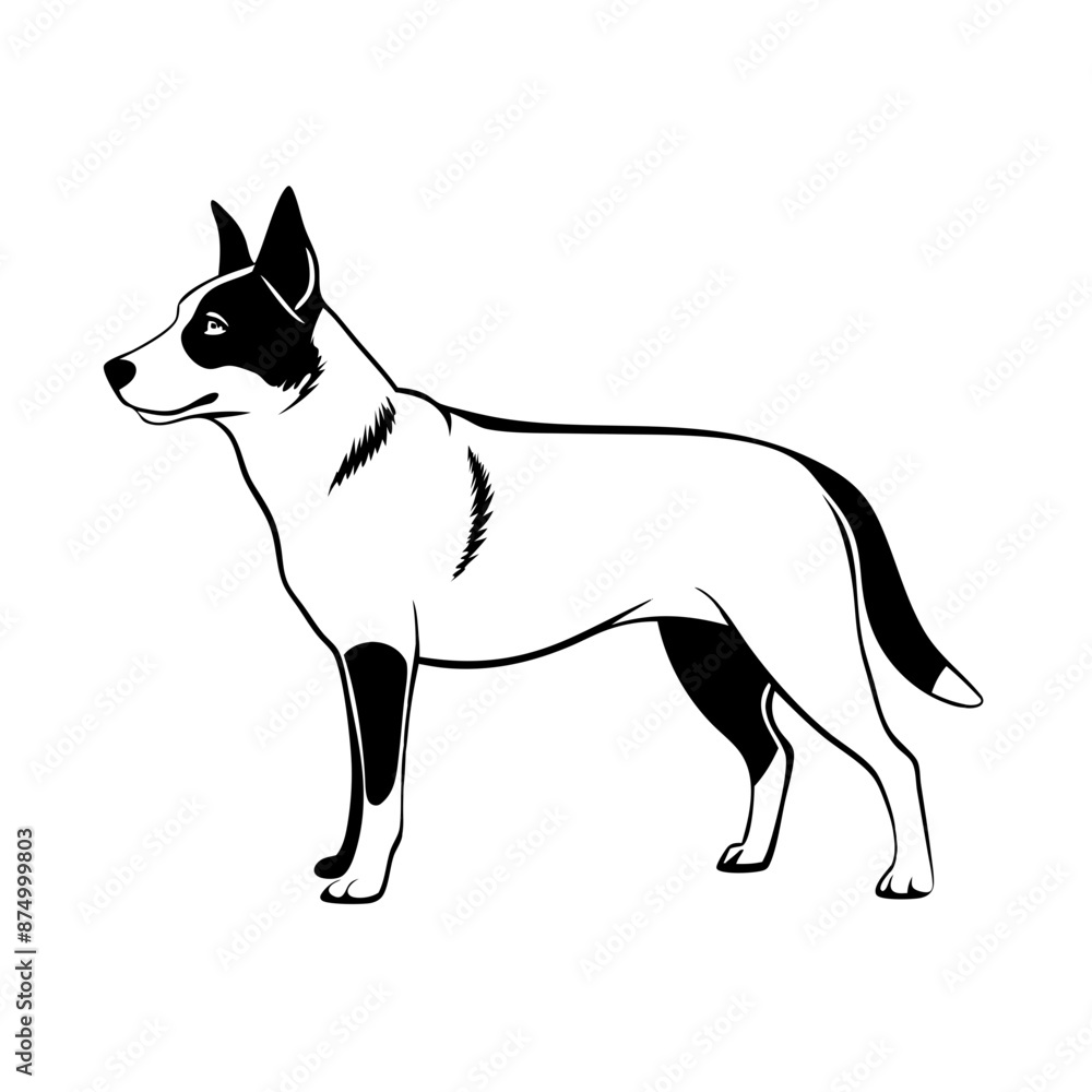 transparent vector illustration minimalist line drawing of Australian Cattle Dog transparent vector illustration minimalist line drawing of Australian Cattle Dog