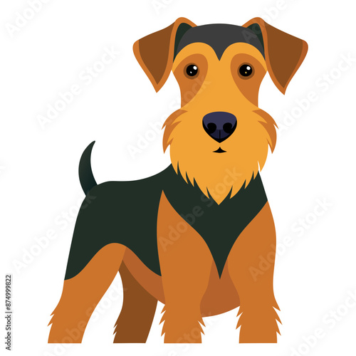 airedale terrier tan and black coat vector on transparent background