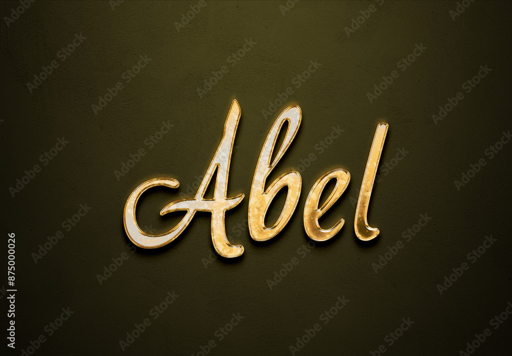 Old gold text effect of French name Abel with 3D glossy style Mockup. Old gold text effect of French name Abel with 3D glossy style Mockup.