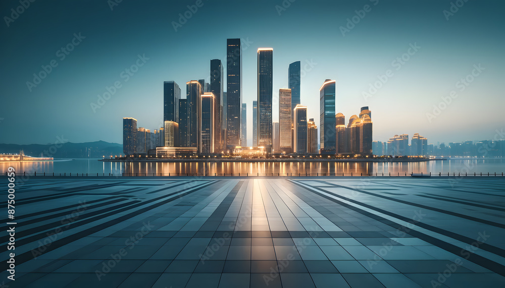 Obraz premium Futuristic Skyline: A Glimpse into Urban Innovation