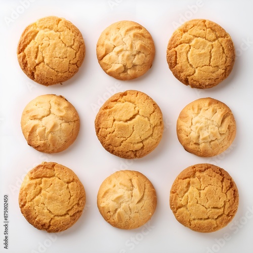 Cookies isolated on white background, viewed from above