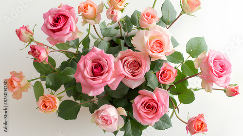 Beautiful roses on white table, Background 