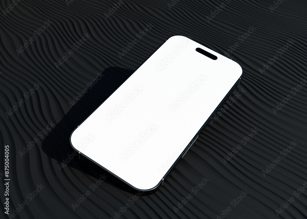 Mobile phone screen on black background mockup Mobile phone screen on black background mockup
