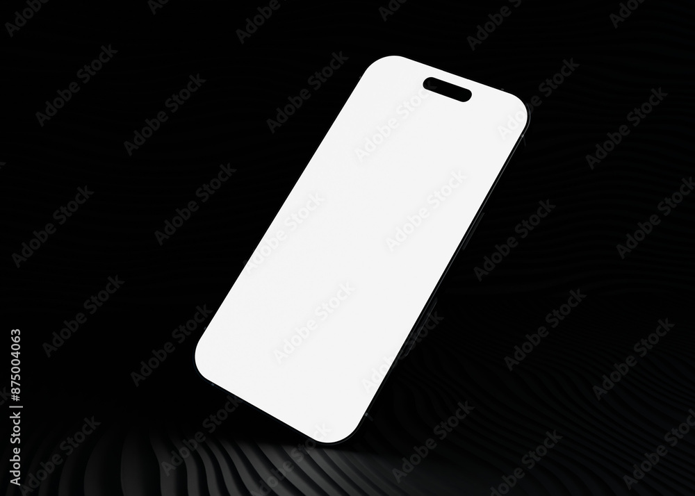 Mobile phone screen on black background mockup Mobile phone screen on black background mockup