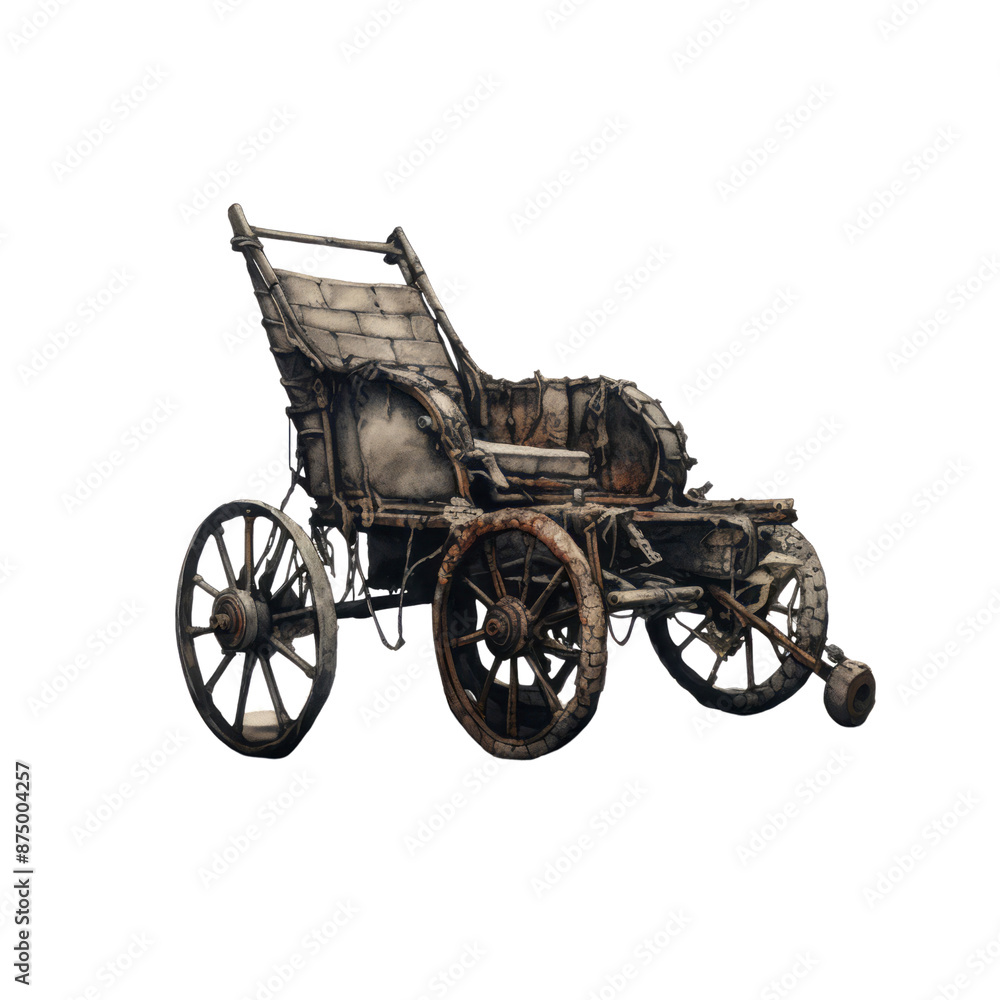 Fototapeta premium Old carriage isolate on transparent png. 