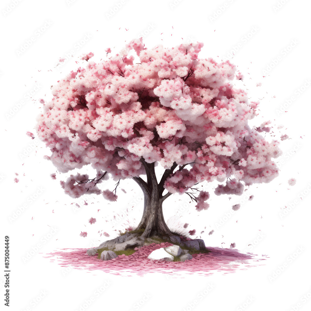 Fototapeta premium Japanese cherry tree isolate on transparent png. 