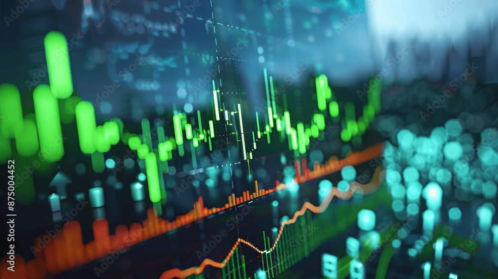 Stock Market Growth Green Arrow Up Bar Graph Background Positive Financial Chart Investment Success Bullish Trend Stock Market Growth Green Arrow Up Bar Graph Background Positive Financial Chart Investment Success Bullish Trend